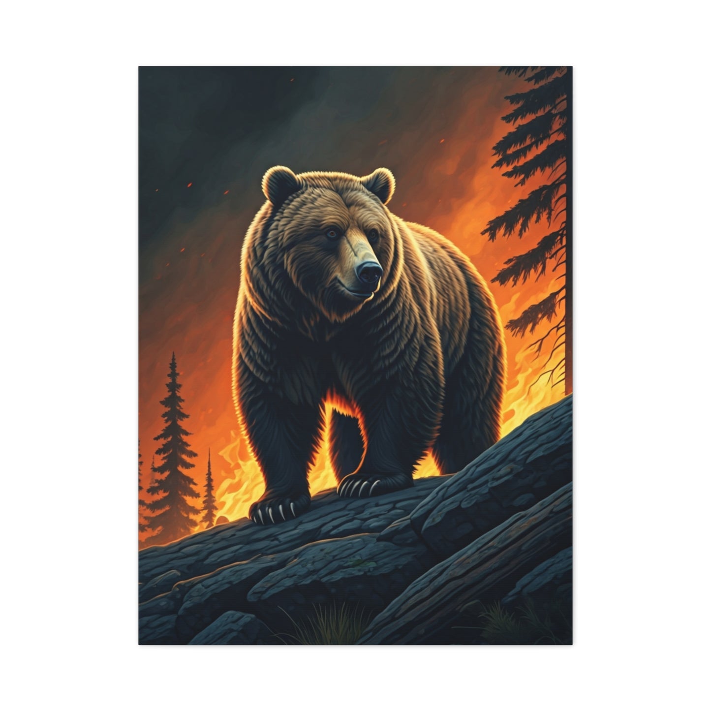 Majestic Bear in Fiery Wilderness Wall Art & Canvas Prints