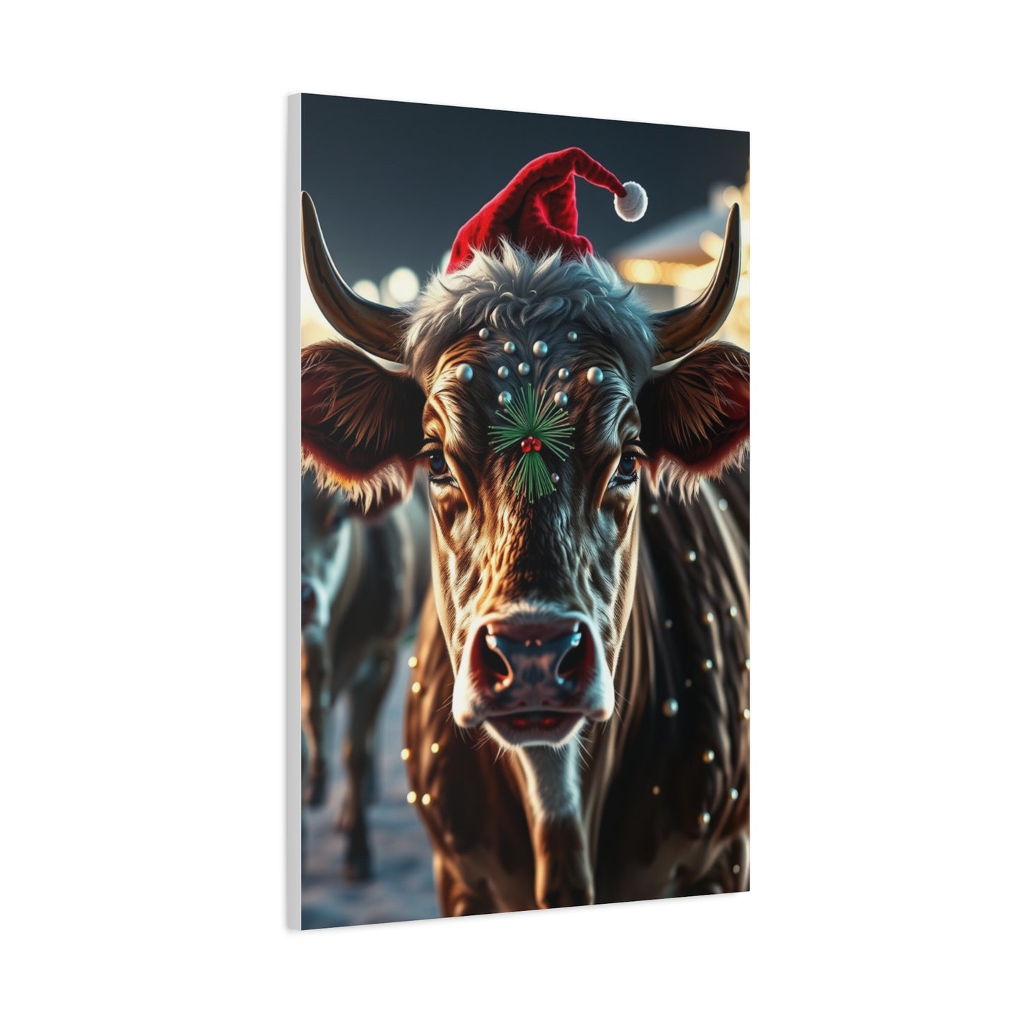 Yuletide Bovine Elegance Canvas wall art & canvas print