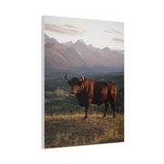 Mountain Ridge Bull Landscape Wall Art & Canvas Print