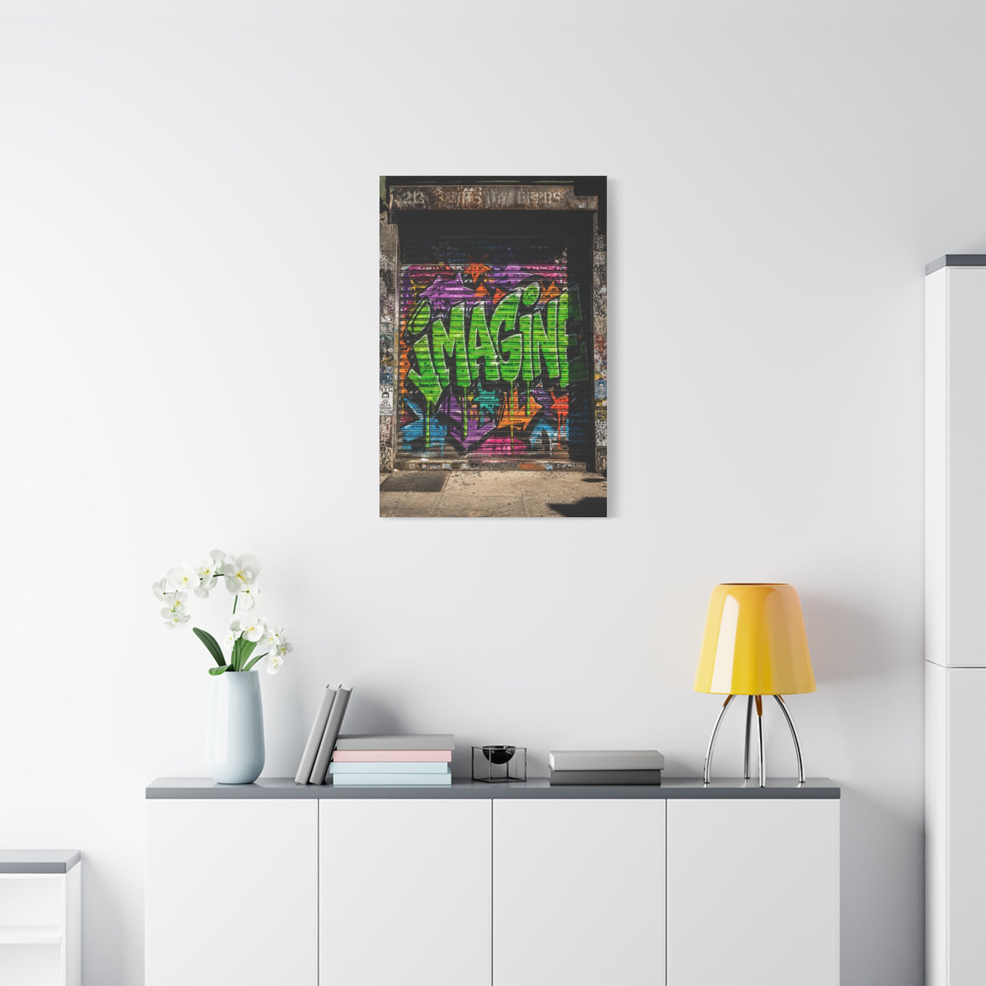 Imagine Graffiti Alley Door Street Wall Art & Canvas Print