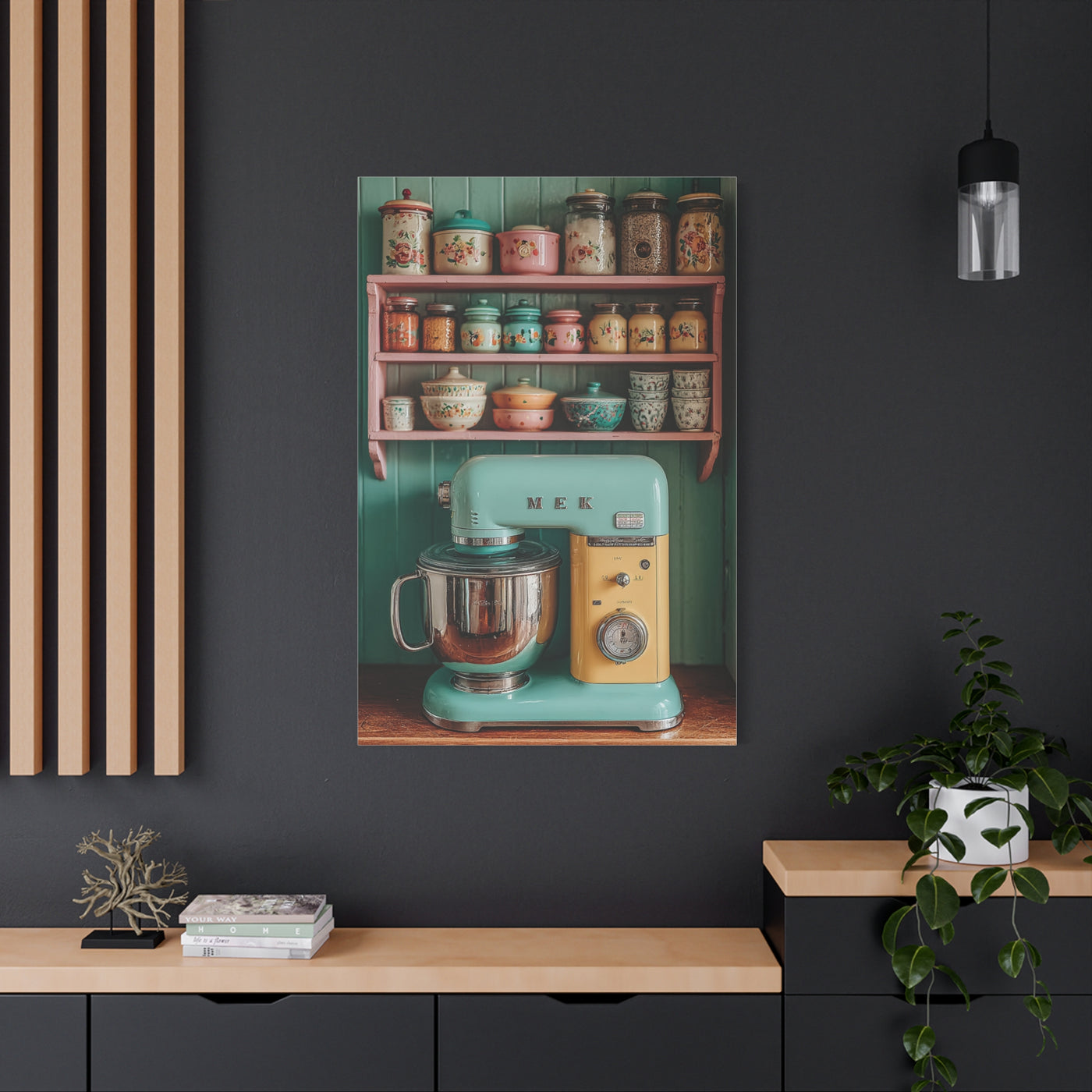 Vintage Pastel Kitchen Mixer Display Wall Art & Canvas Print
