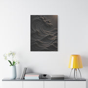 Matte Black Sculptural Ocean Motion Wall Art & Canvas Print