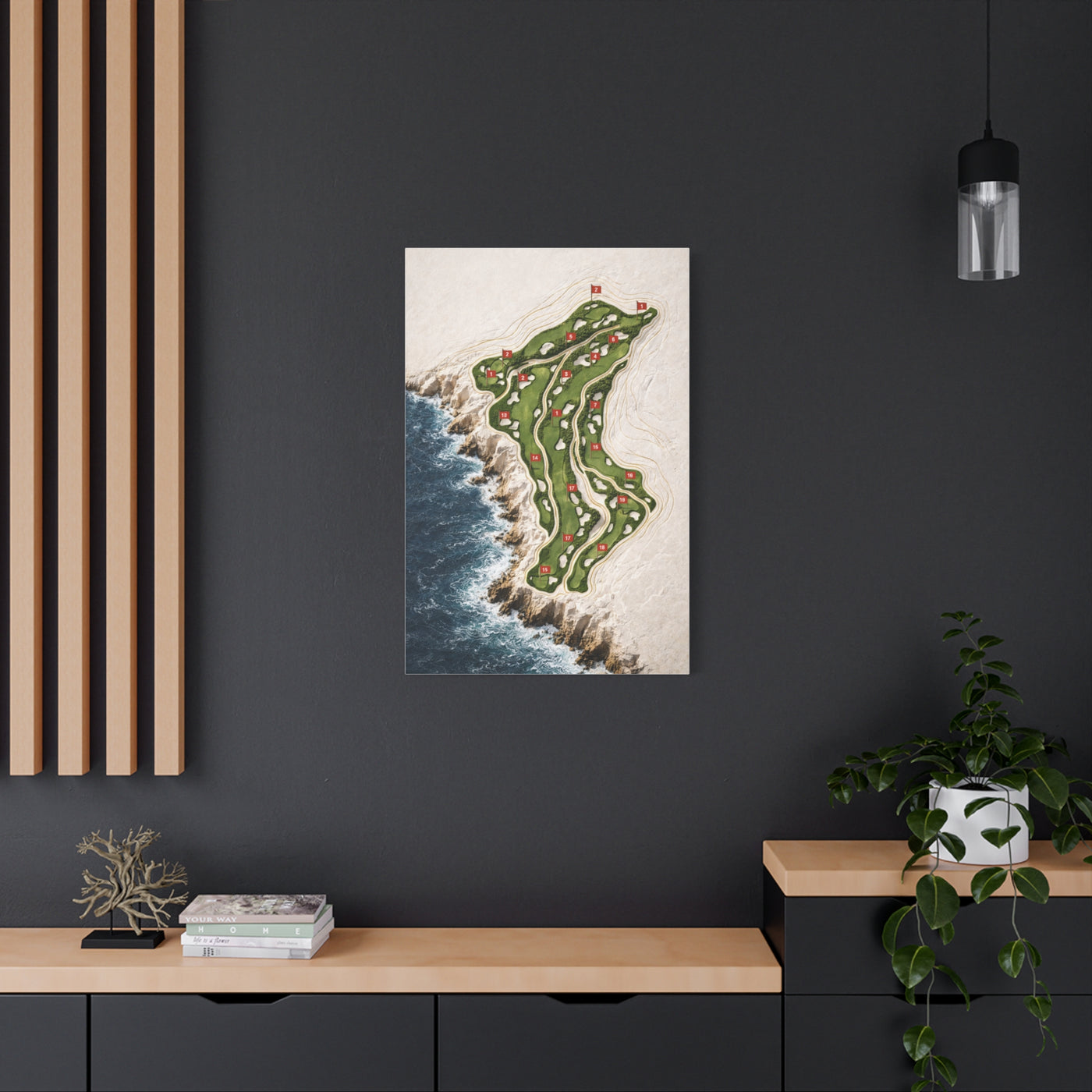 Sculpted Seaside Golf Course Map Wall Art & Canvas Print