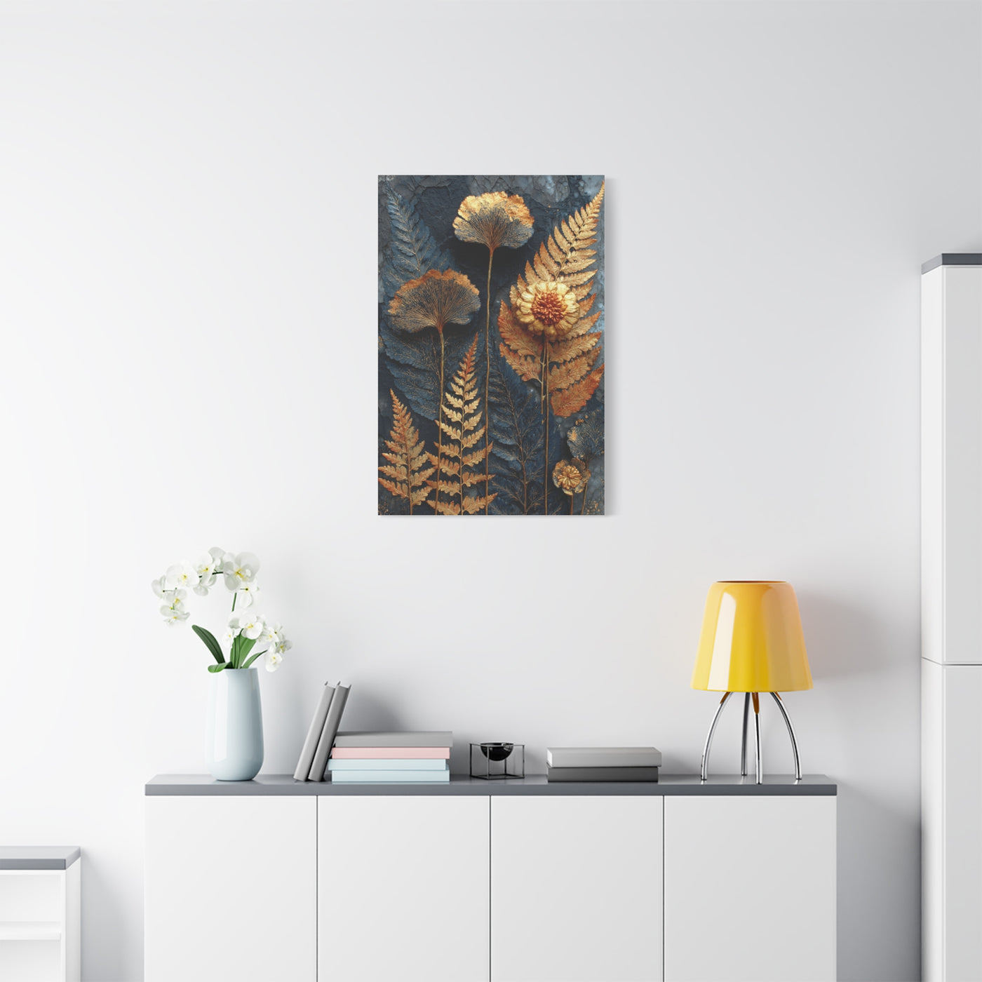 Golden Botanical Relief Composition Wall Art & Canvas Print