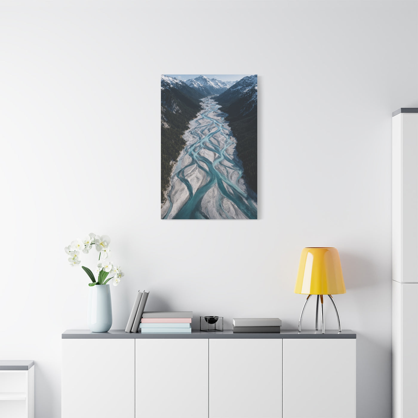 Aerial Braided Mountain River Wall Art & Canvas Print