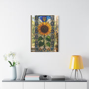 Ornate Stained Glass Sunflower Panel Wall Art & Canvas Print