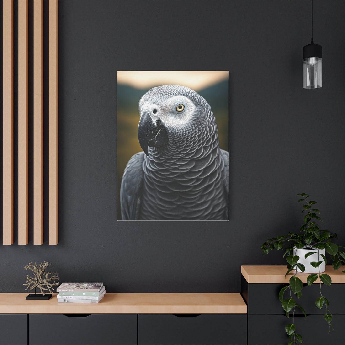 Sophisticated African Grey Parrot Portrait Wall Art & Canvas Prints