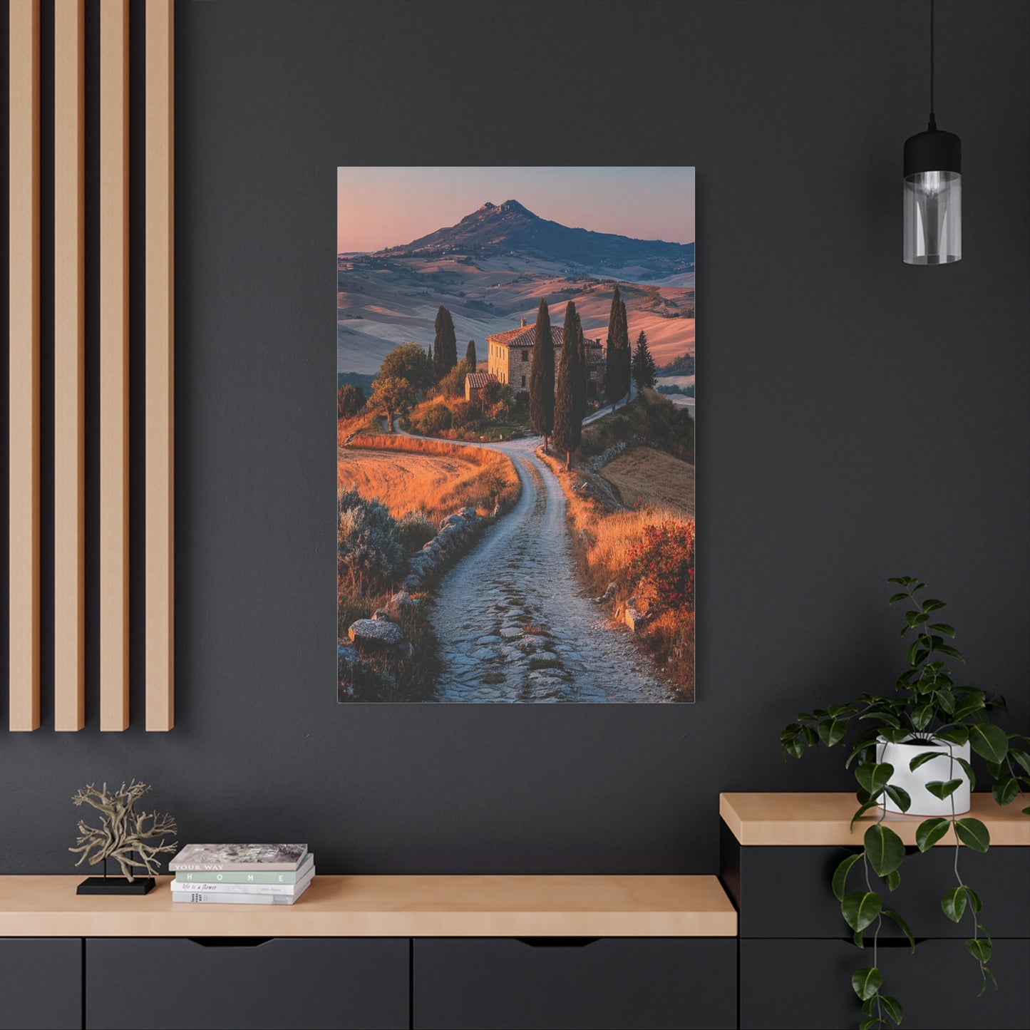 Tuscan Hilltop Villa Road Wall Art & Canvas Print