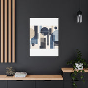 Navy Geometric Triptych Composition Wall Art & Canvas Print