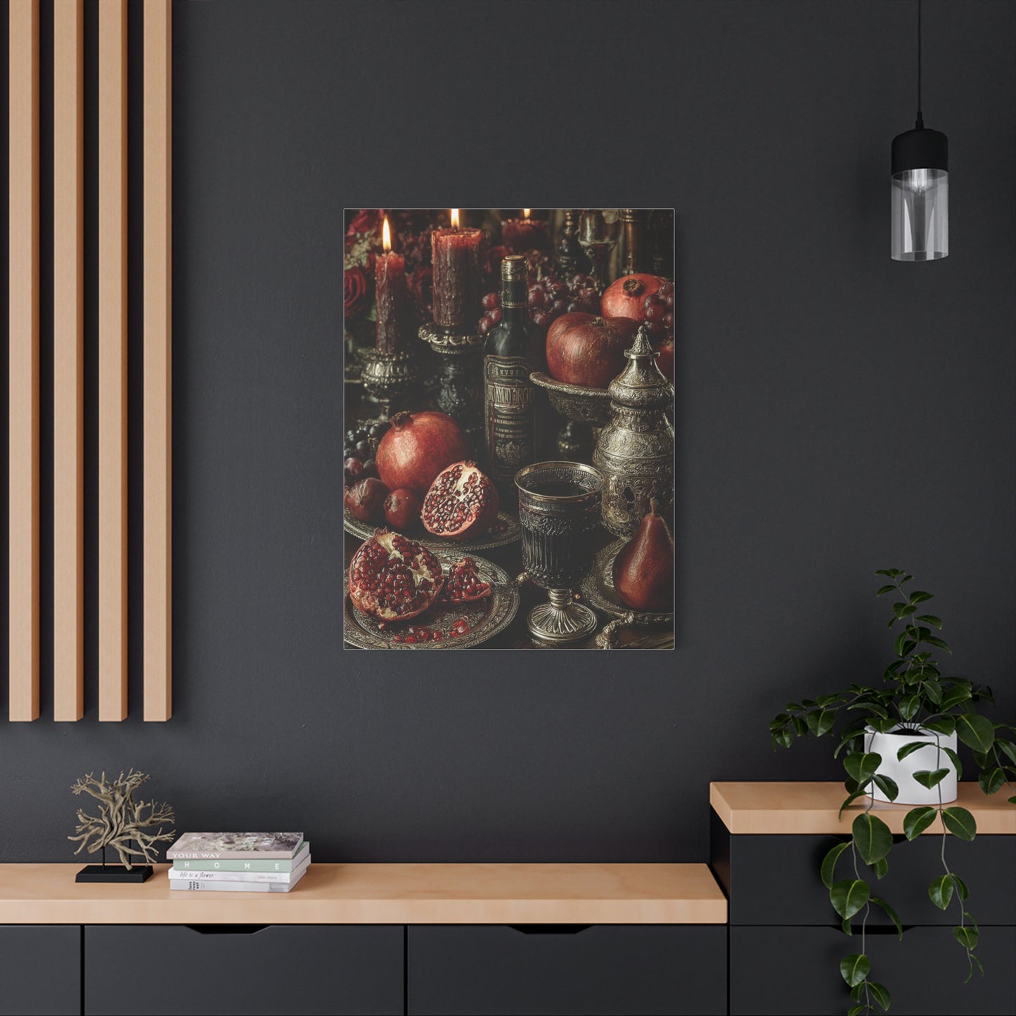 Pomegranate and Candlelight Renaissance Still Life Wall Art & Canvas Print