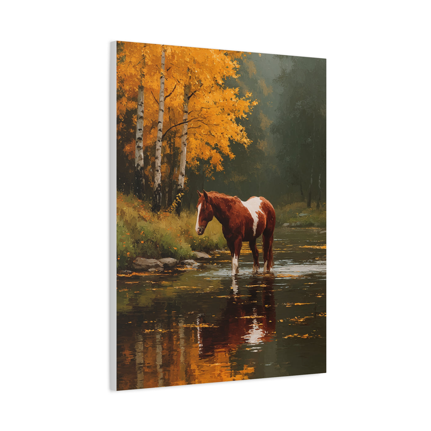 Painted Autumn Horse Landscape Wall Art & Canvas Print