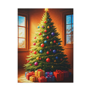 Hand Painted Christmas Tree With Colorful Ornaments Wall Art & Canvas Print