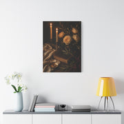 Romantic Candlelit Rose Still Life Wall Art & Canvas Print