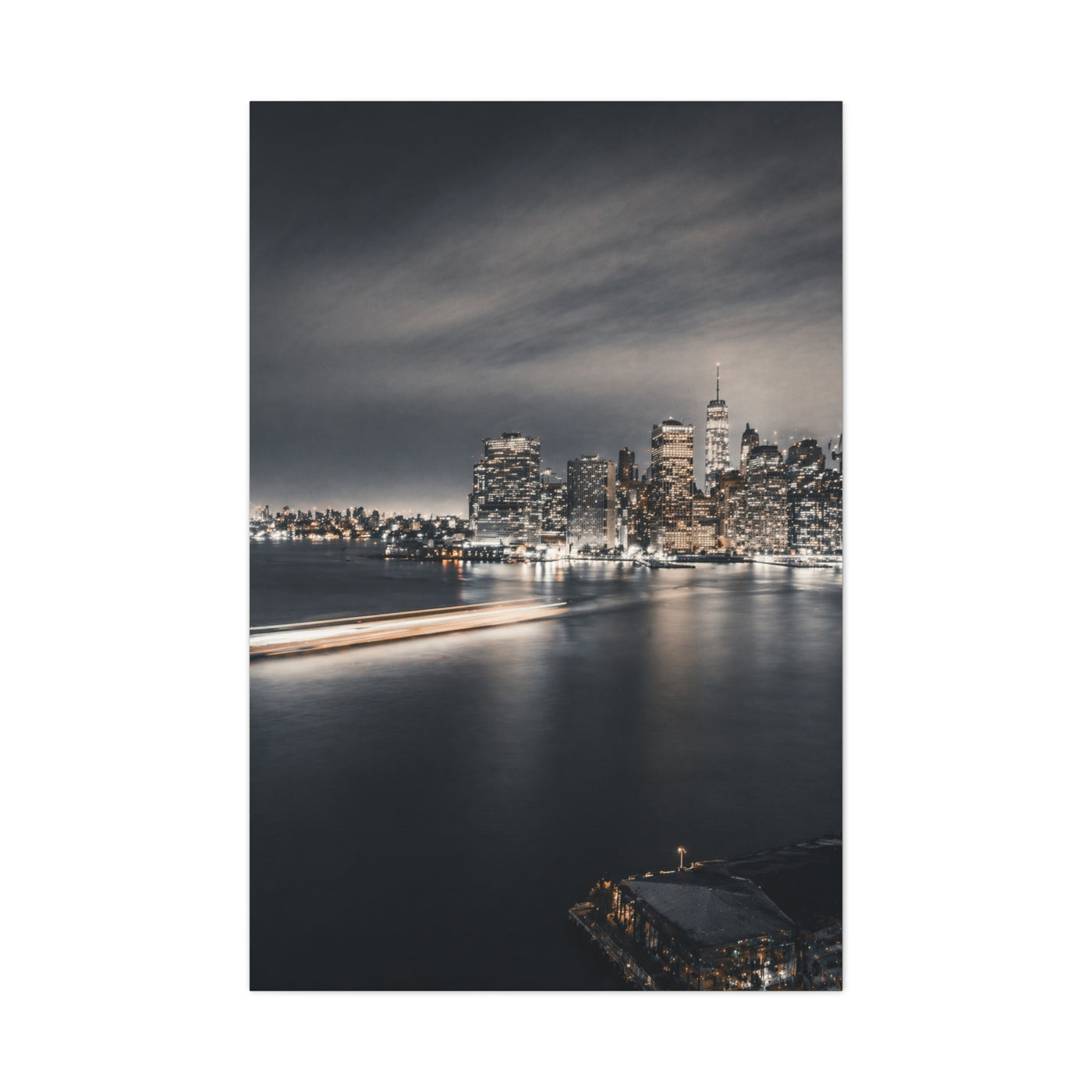 Monochrome Manhattan Waterfront Panorama Wall Art & Canvas Print