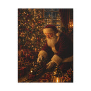 Santa and the Vintage Toy Train Wall Art & Canvas Print