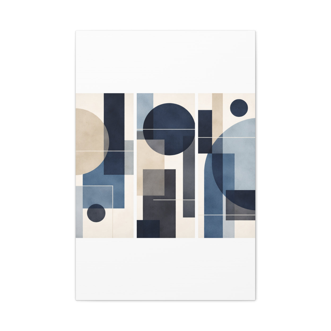Navy Geometric Triptych Composition Wall Art & Canvas Print