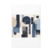 Navy Geometric Triptych Composition Wall Art & Canvas Print