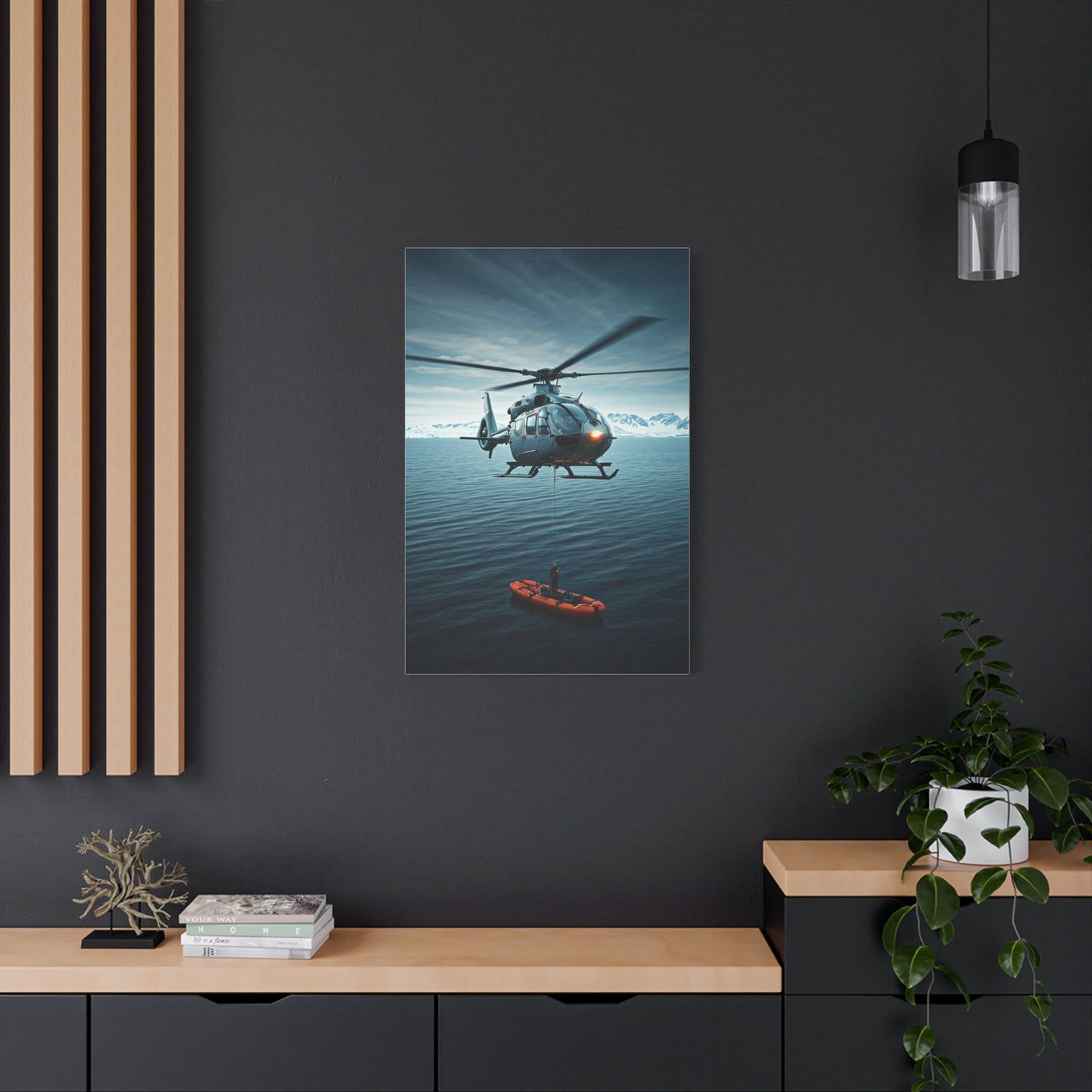 Arctic Rescue Helicopter Scene Wall Art & Canvas Print