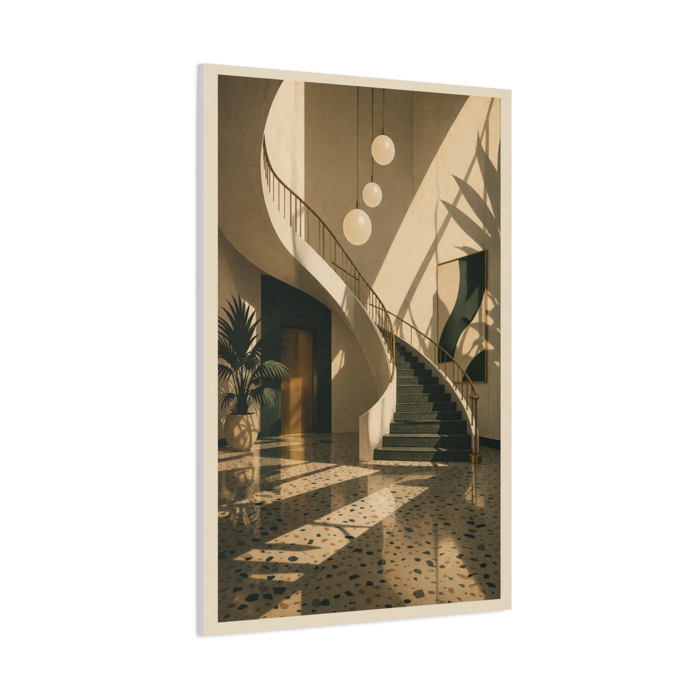 Sculptural Staircase Modernist Interior Wall Art & Canvas Print