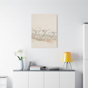 Running Longhorn Line Sketch Panorama Wall Art & Canvas Print