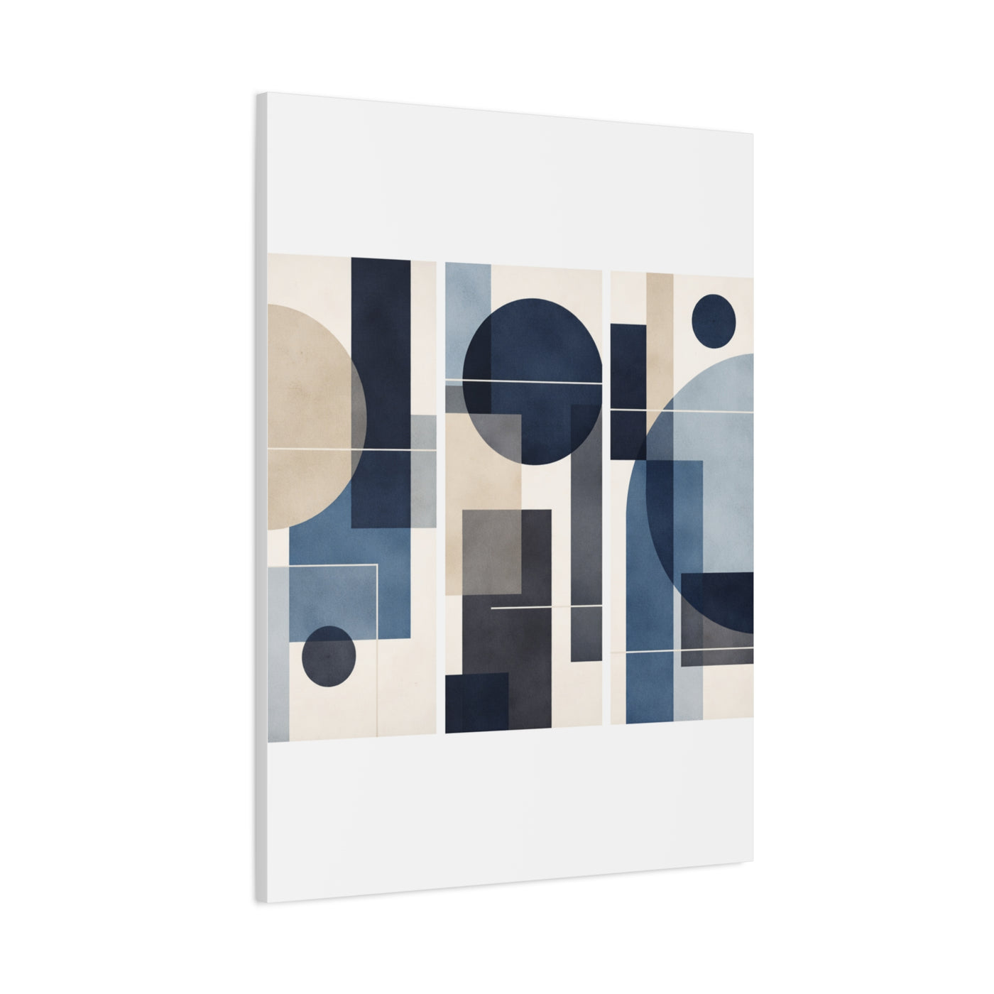 Navy Geometric Triptych Composition Wall Art & Canvas Print