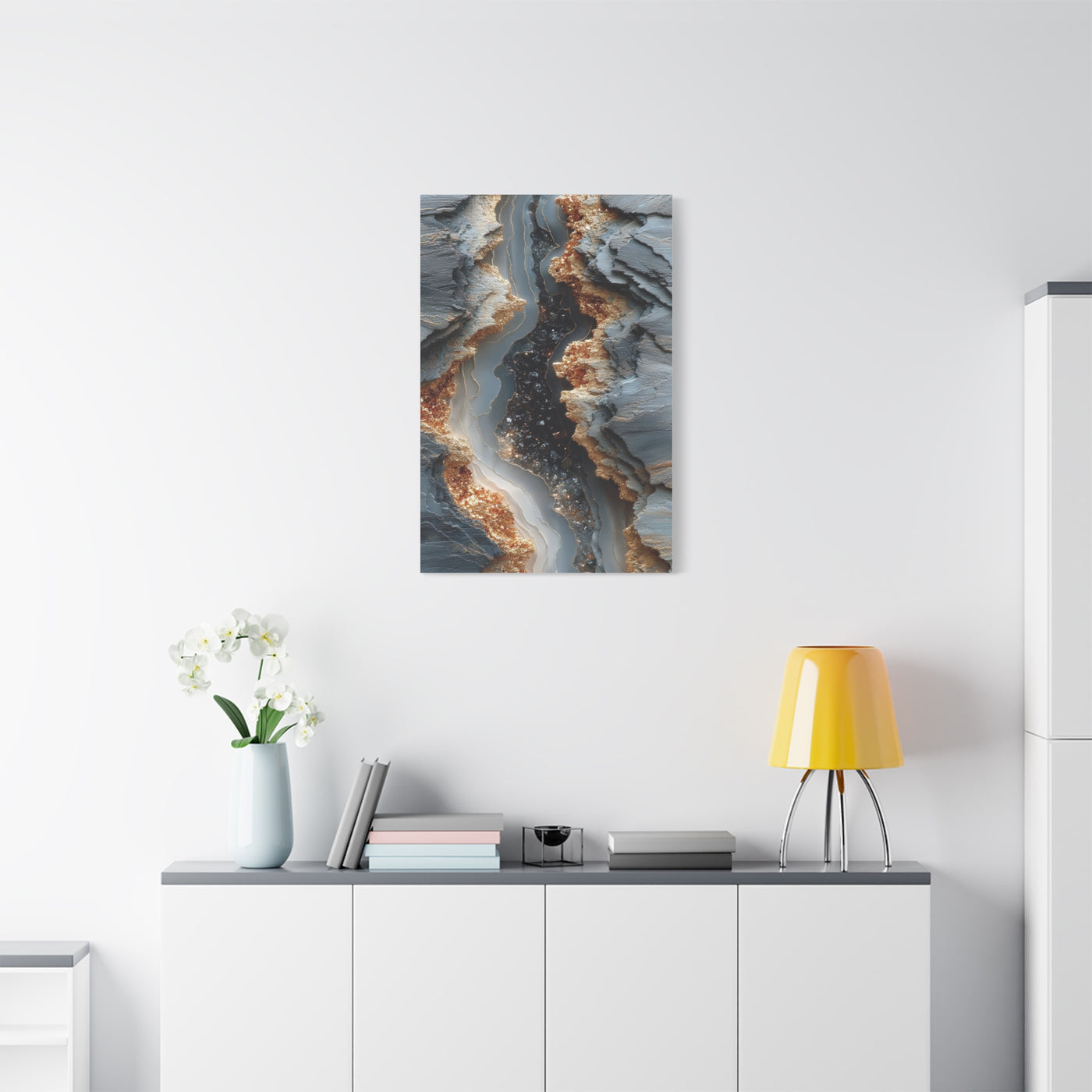 Silver Geode Mineral Abstract Wall Art & Canvas Print