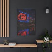 Neon Waterfront Skyline Cola Sign Wall Art & Canvas Print