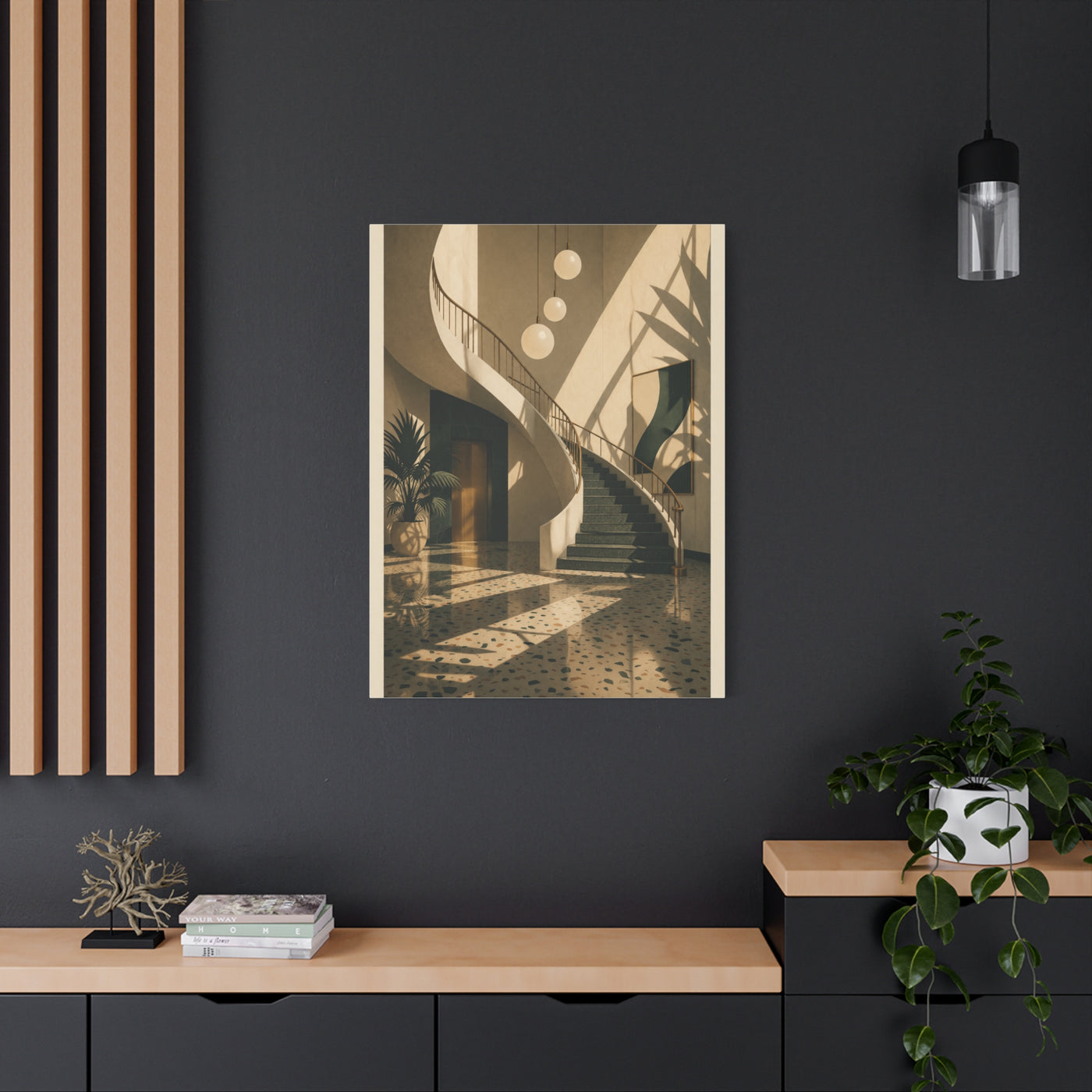 Sculptural Staircase Modernist Interior Wall Art & Canvas Print