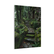 Green Moss-Covered Garden Staircase Wall Art & Canvas Print