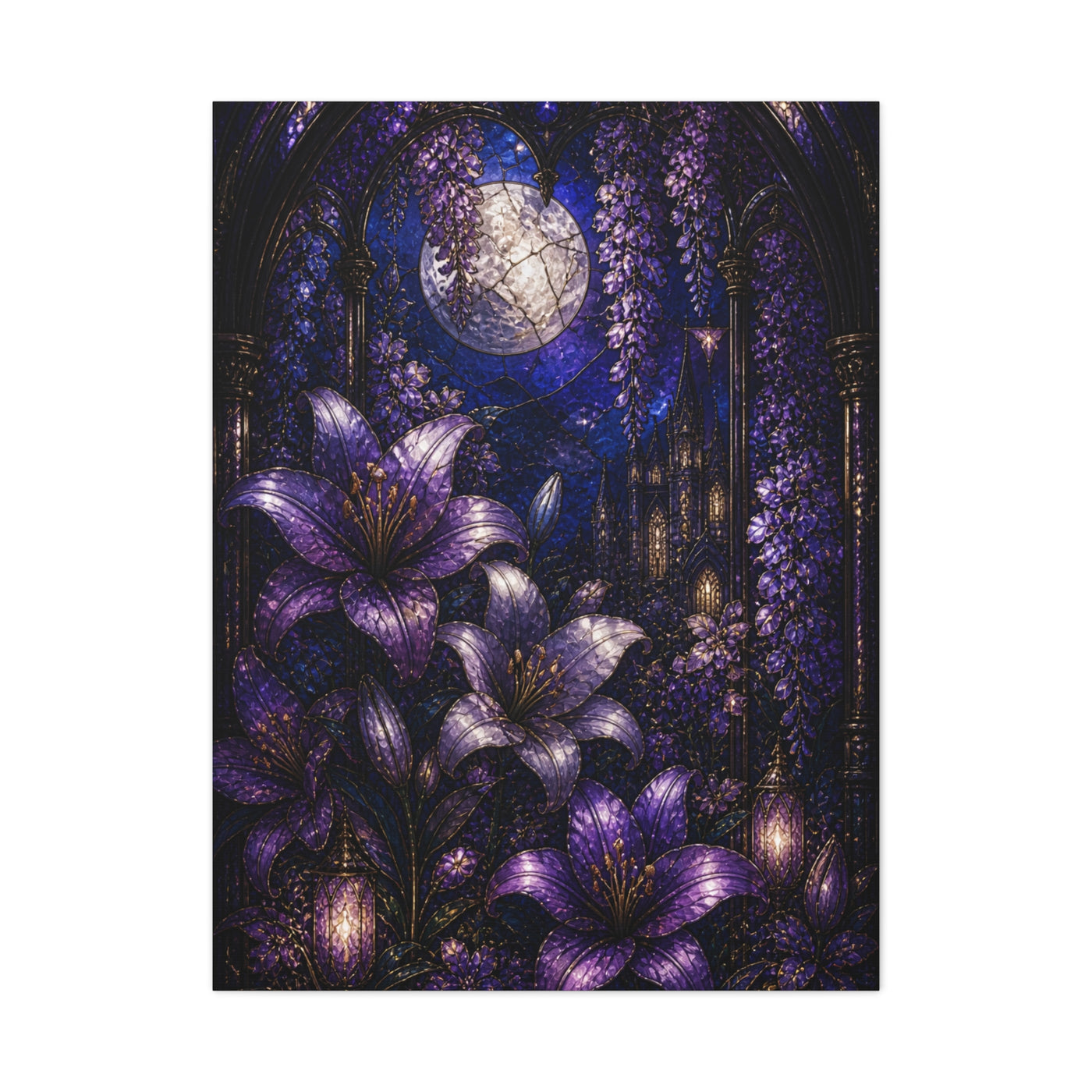 Stained Glass Violet Cathedral Garden Wall Art & Canvas Print