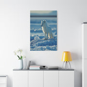 Arctic Fox Snow Minimal Portrait Wall Art & Canvas Print