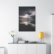 Dramatic Cloud Break Over Calm Ocean Horizon Wall Art & Canvas Print