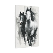 Monochrome Running Horses Abstract Wall Art & Canvas Print