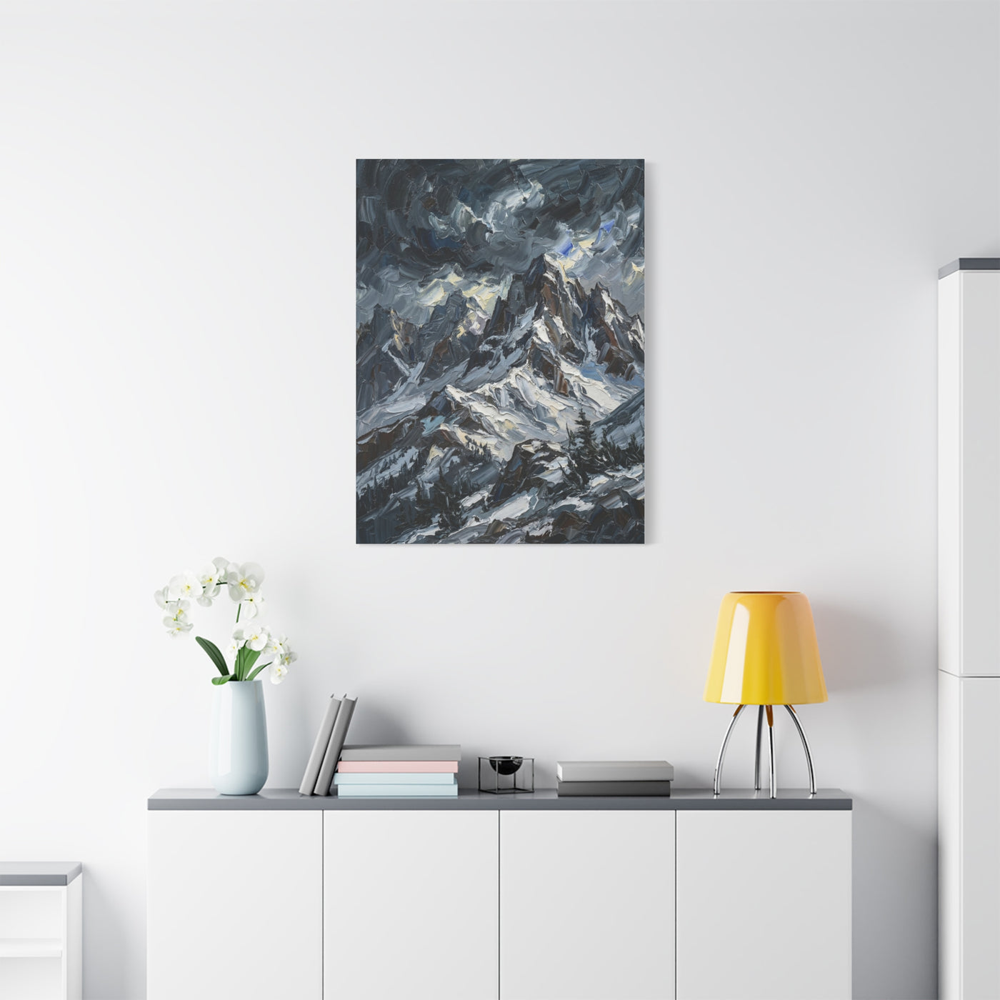 Thick Impasto Oil Mountain Stormscape Wall Art & Canvas Print