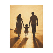 Golden Family Silhouette Sunset Wall Art & Canvas Print