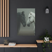 Dual Horse Contrast Portrait Wall Art & Canvas Print