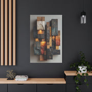 Sculptural Wood Panel Assemblage Wall Art & Canvas Print