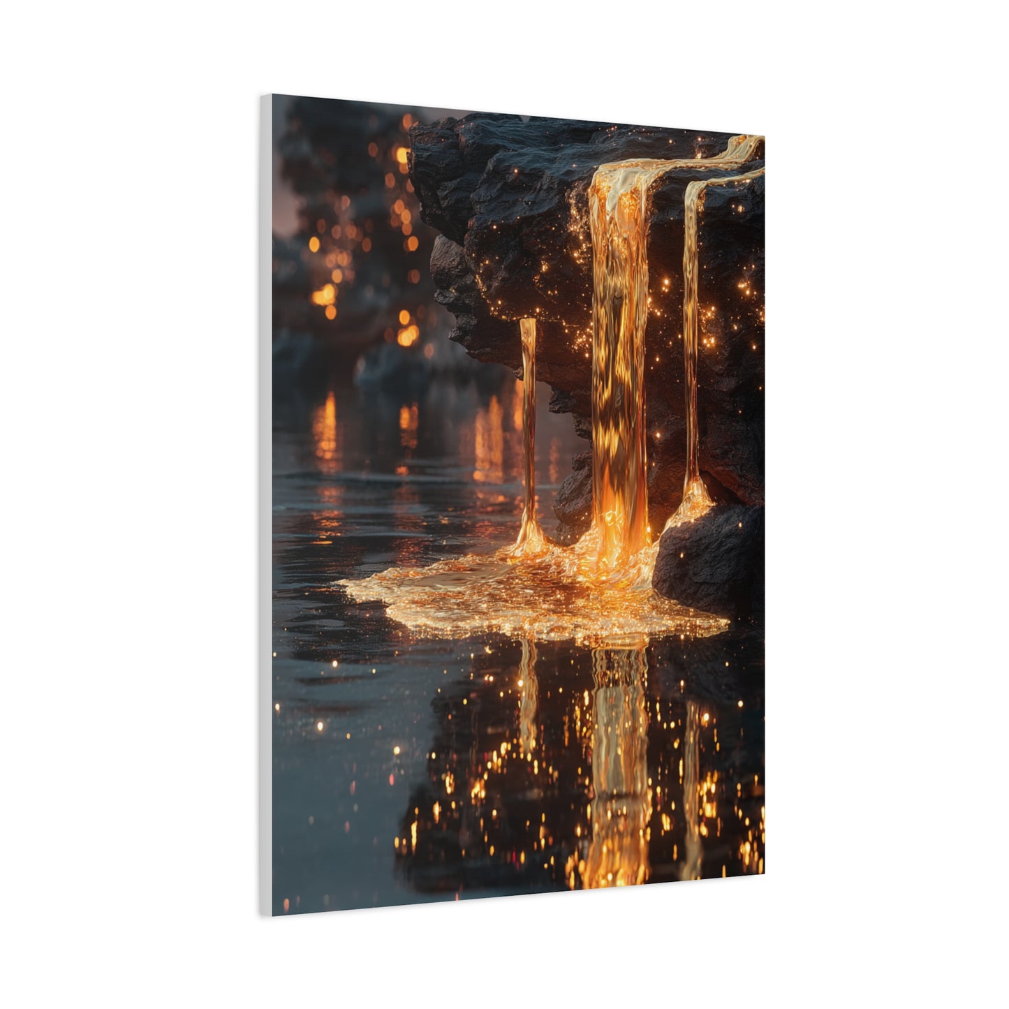 Molten Gold Waterfall Wall Art & Canvas Print