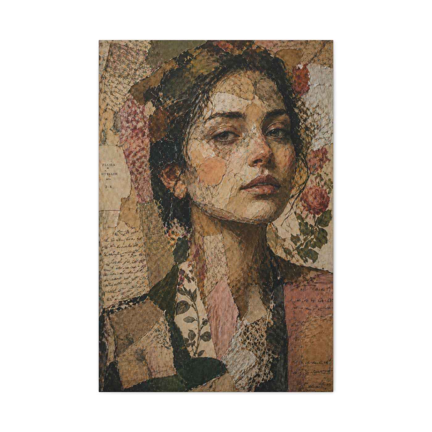 Mixed-Media Feminine Portrait Collage Wall Art & Canvas Print