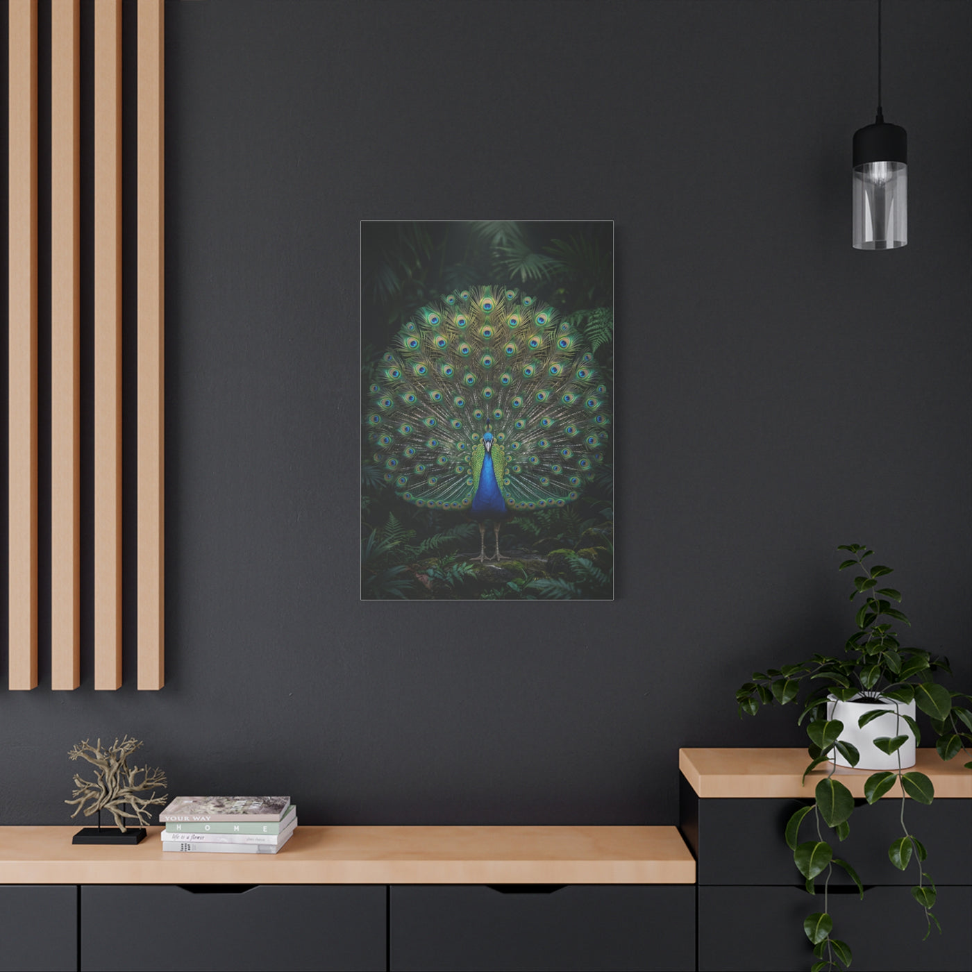 Jungle Royal Peacock Halo Wall Art & Canvas Print