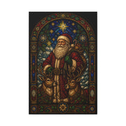 Stained Glass Santa and Reindeer Wall Art & Canvas Print