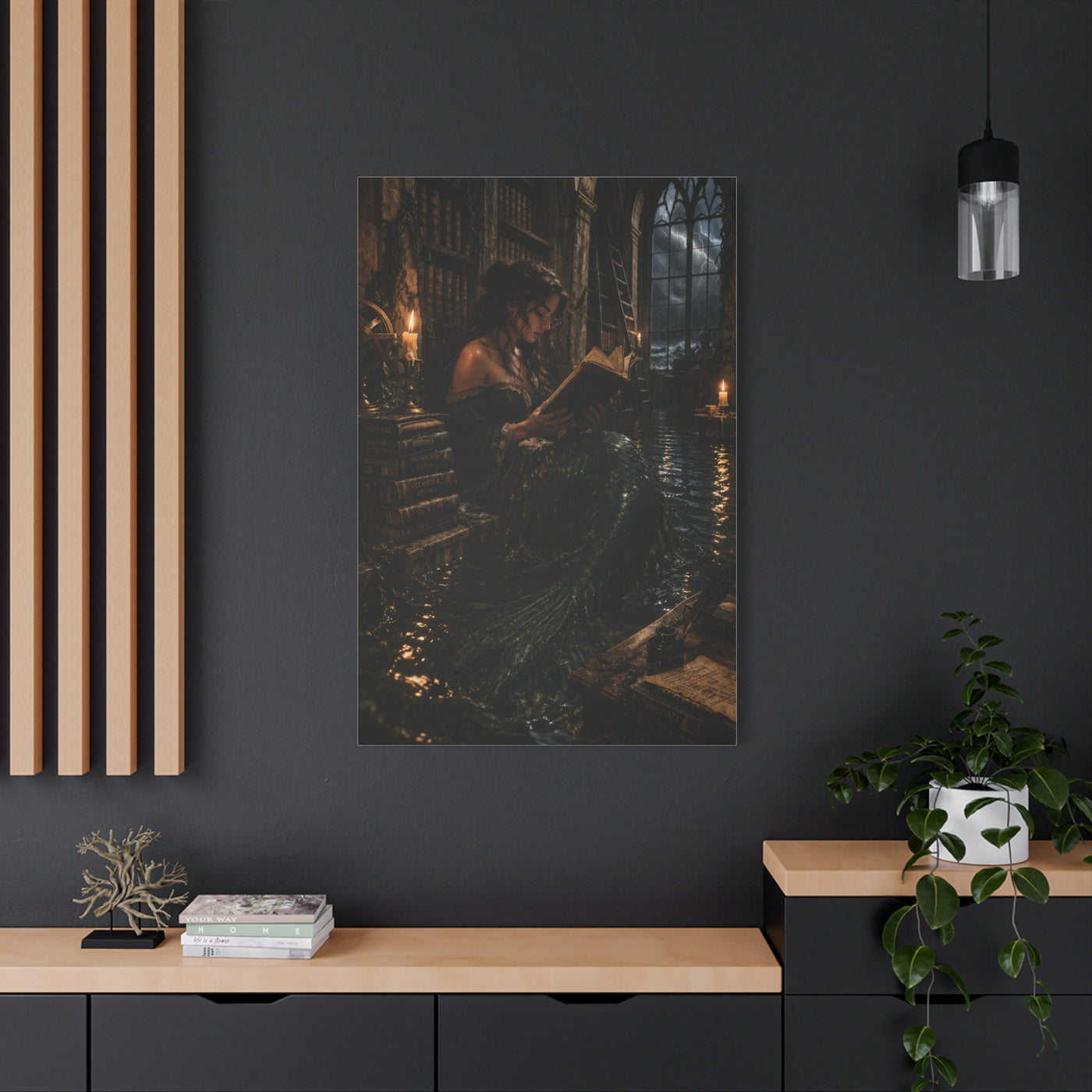Dark Academia Mermaid Library Wall Art & Canvas Print