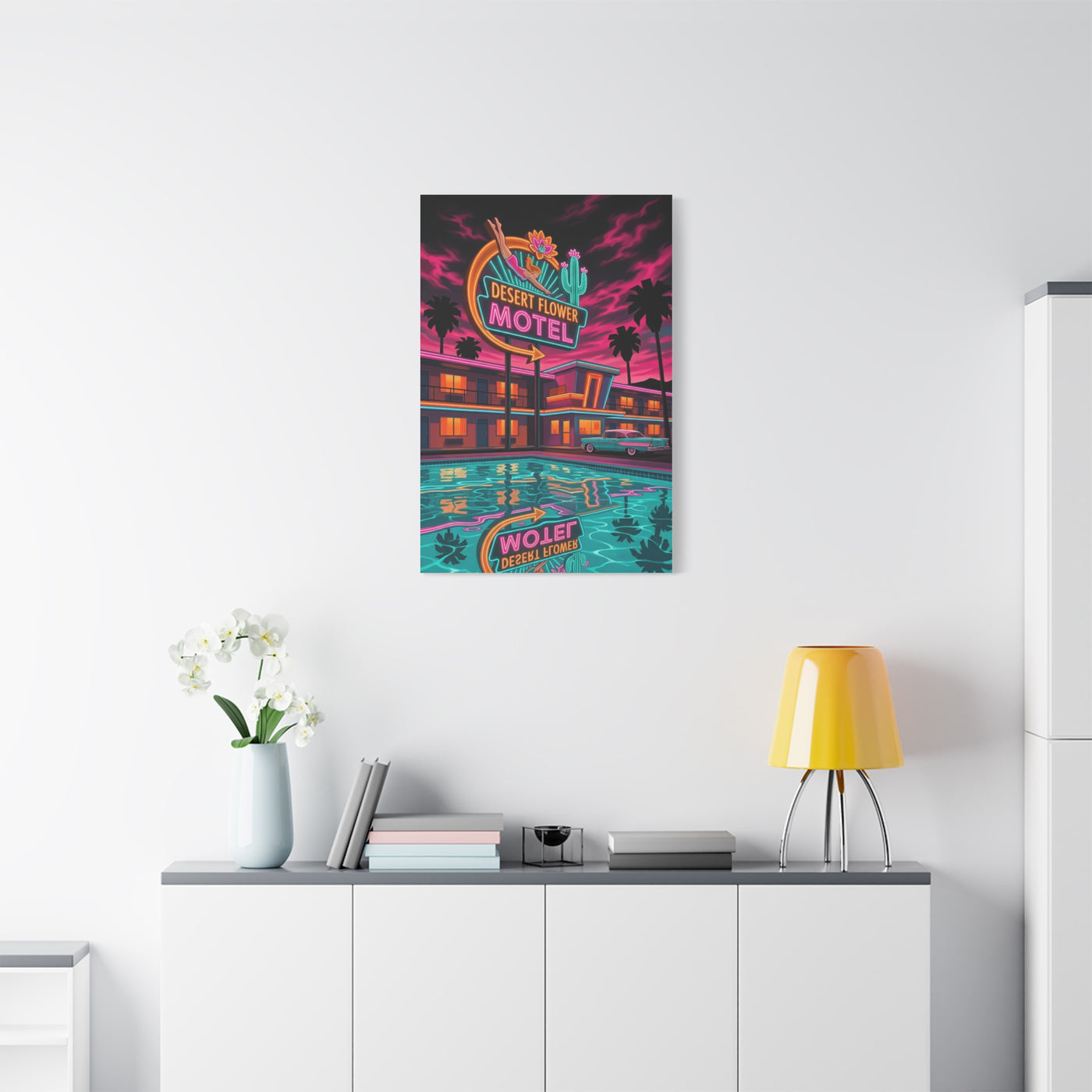 Retro Desert Flower Motel Pop-Art Wall Art & Canvas Print
