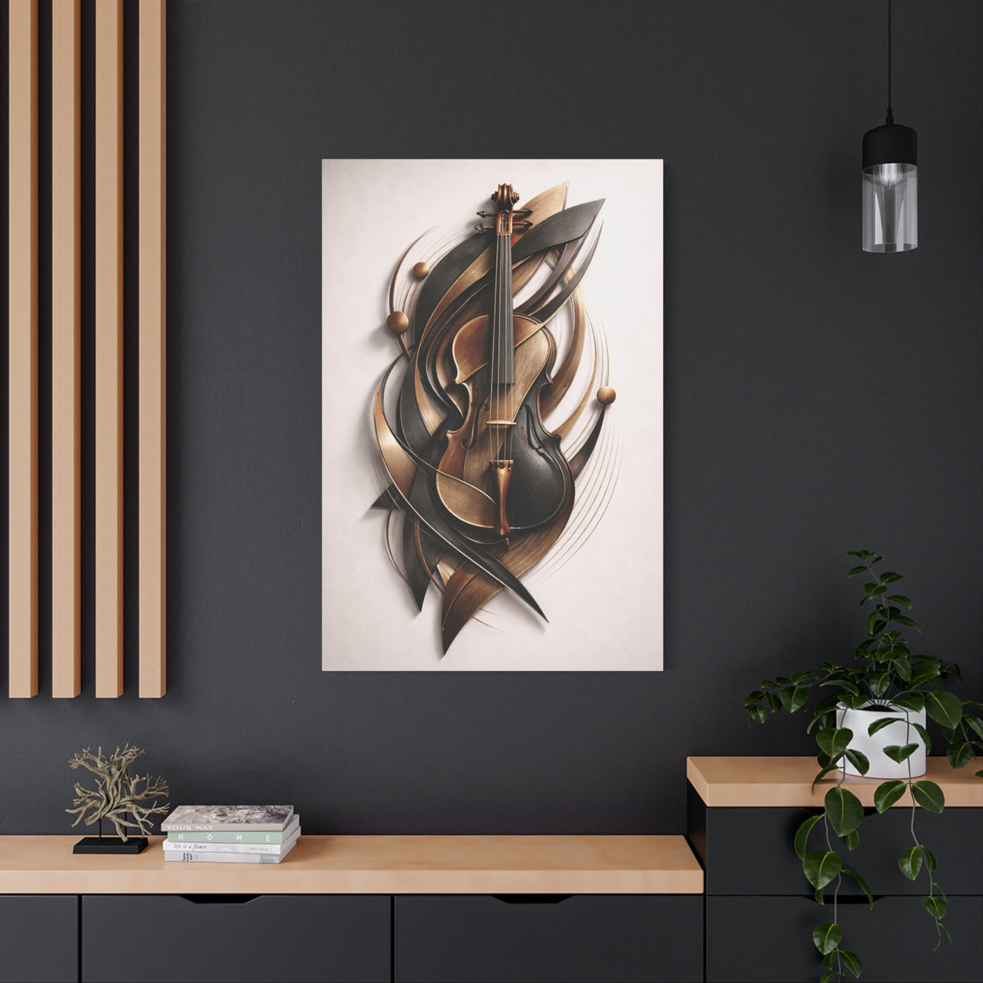 Sculptural Violin Motion Composition Wall Art & Canvas Print