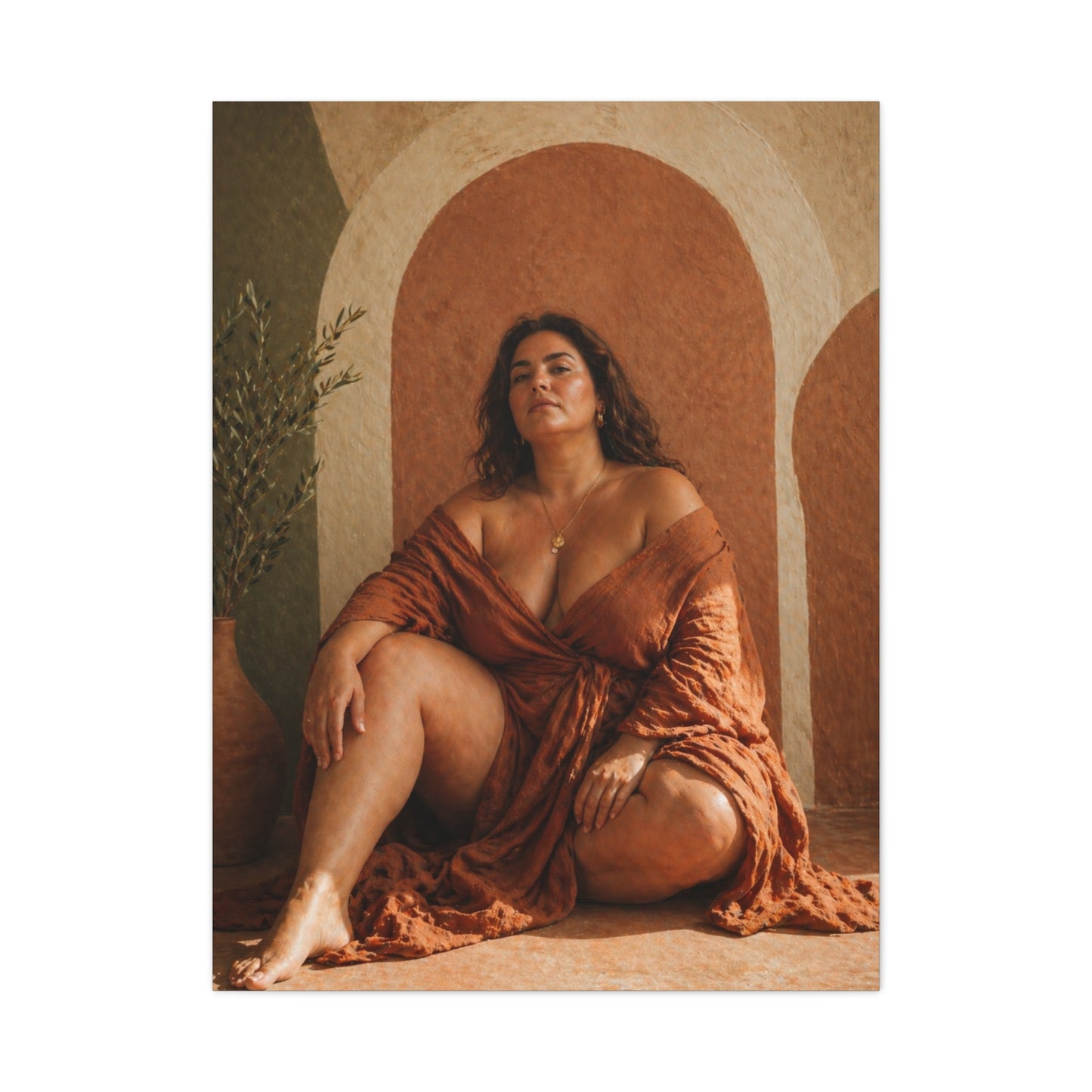 Boho Body-Positive Seated Portrait Wall Art & Canvas Print