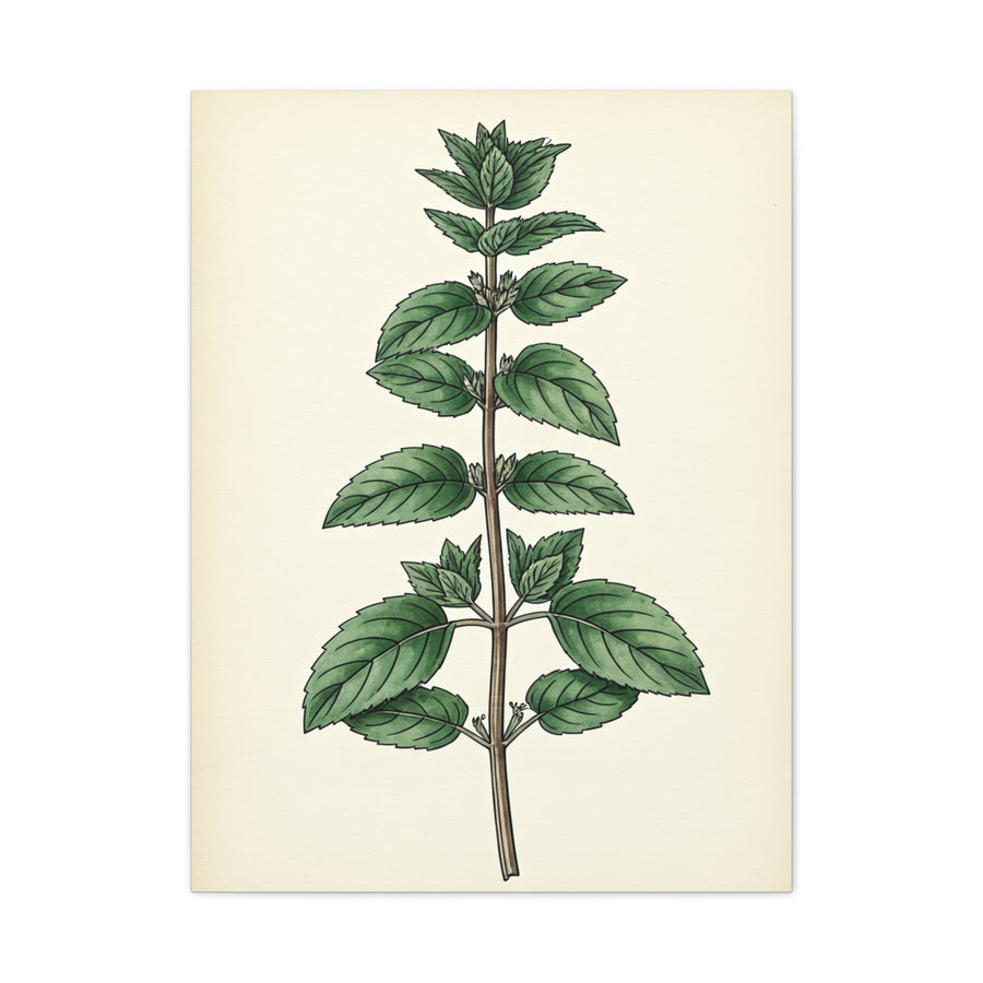Mint Plant Herbal Illustration Wall Art & Canvas Prints