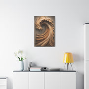 Hand-Carved Wooden Crest Wave Sculpture Wall Art & Canvas Print