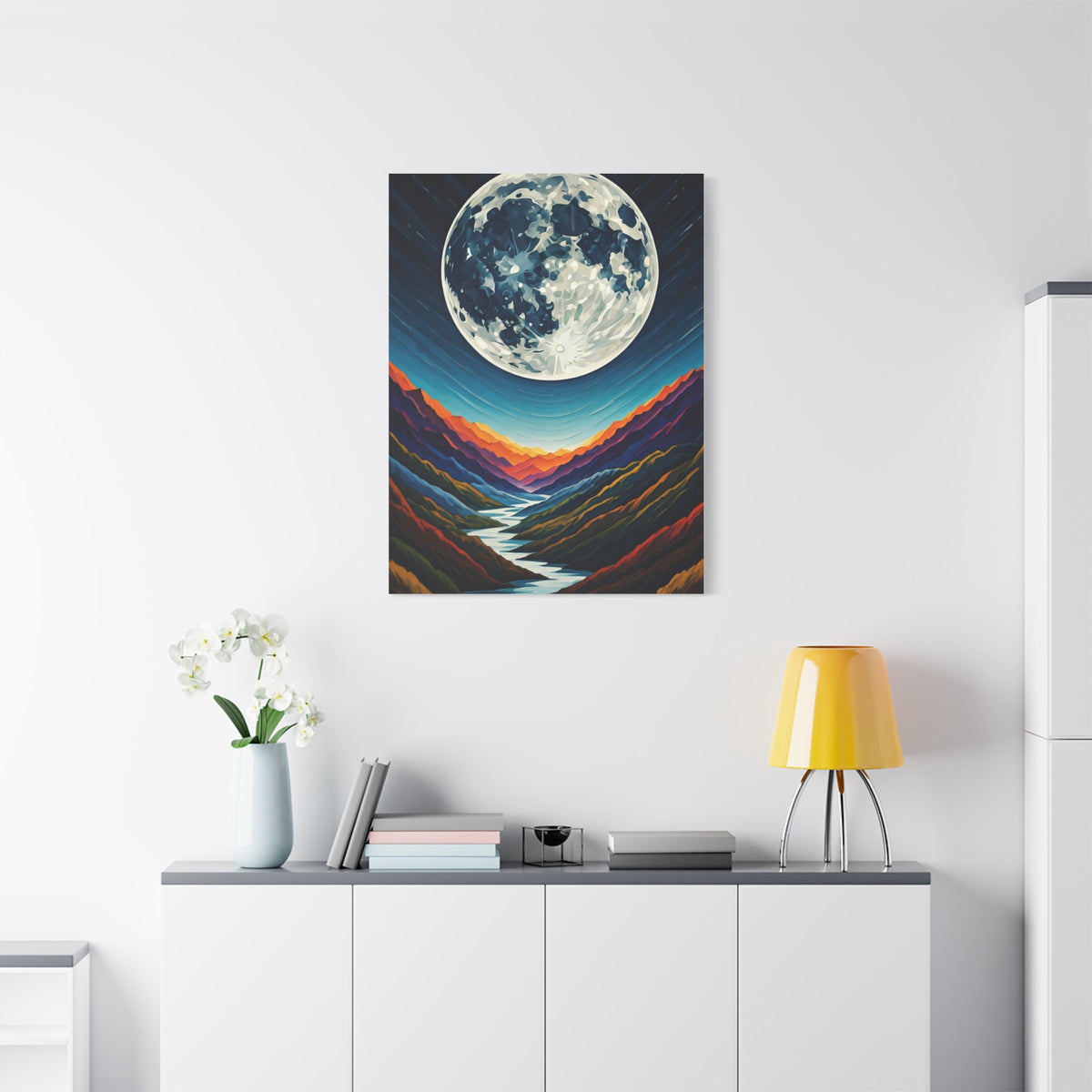Midnight Moonlit Peaks Wall Art & Canvas Print
