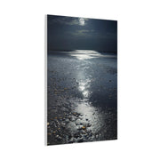 Moonlit Beach Reflections with Scattered Seashells Wall Art & Canvas Print