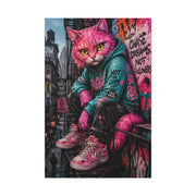 Urban Pink Cat Street Character Street Wall Art & Canvas Print